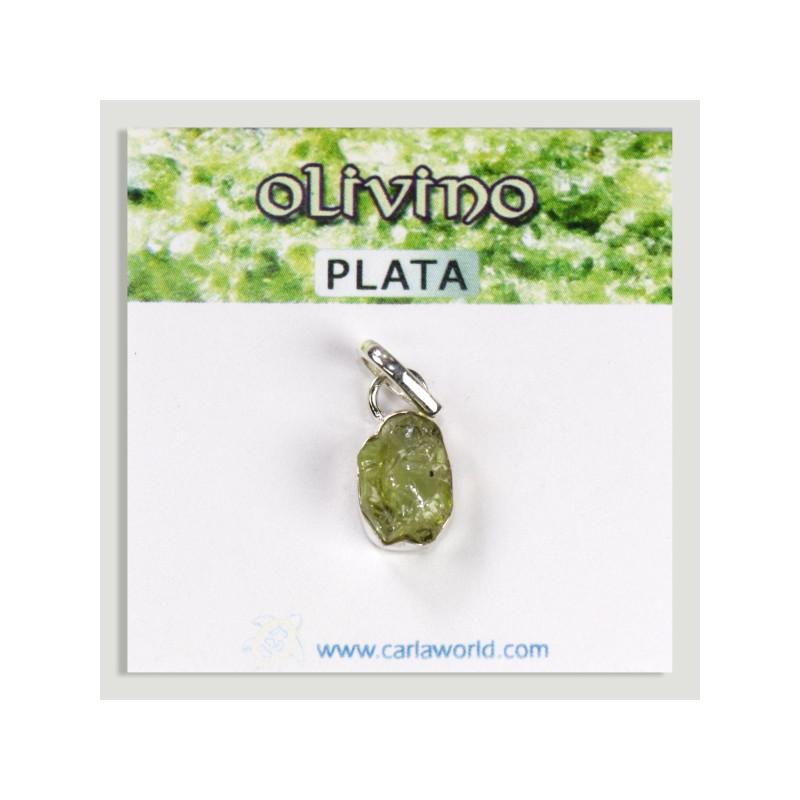 Pingente de prata com olivina crua Pingente de prata com olivina crua