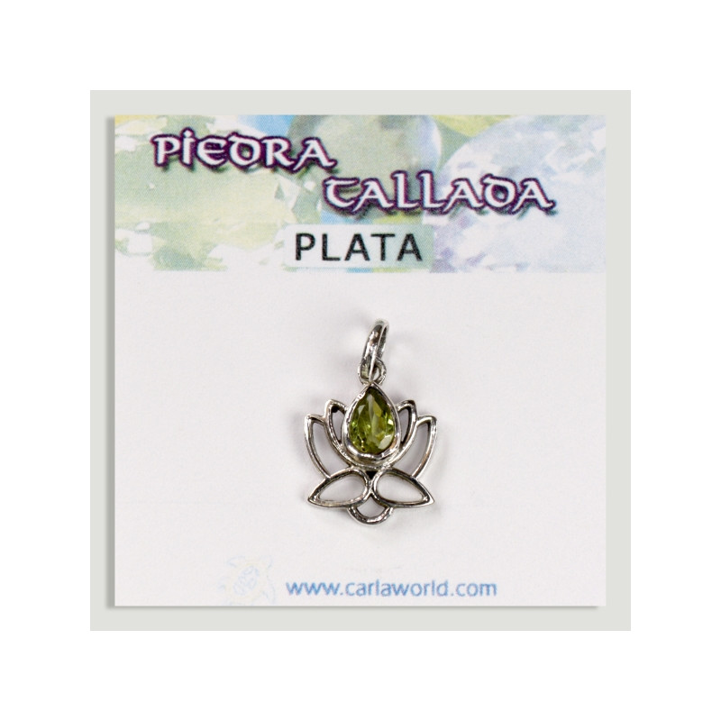 Silver Lotus Flower Cabochon Faceted Peridot Pendant Silver Lotus Flower Cabochon Faceted Peridot Pendant
