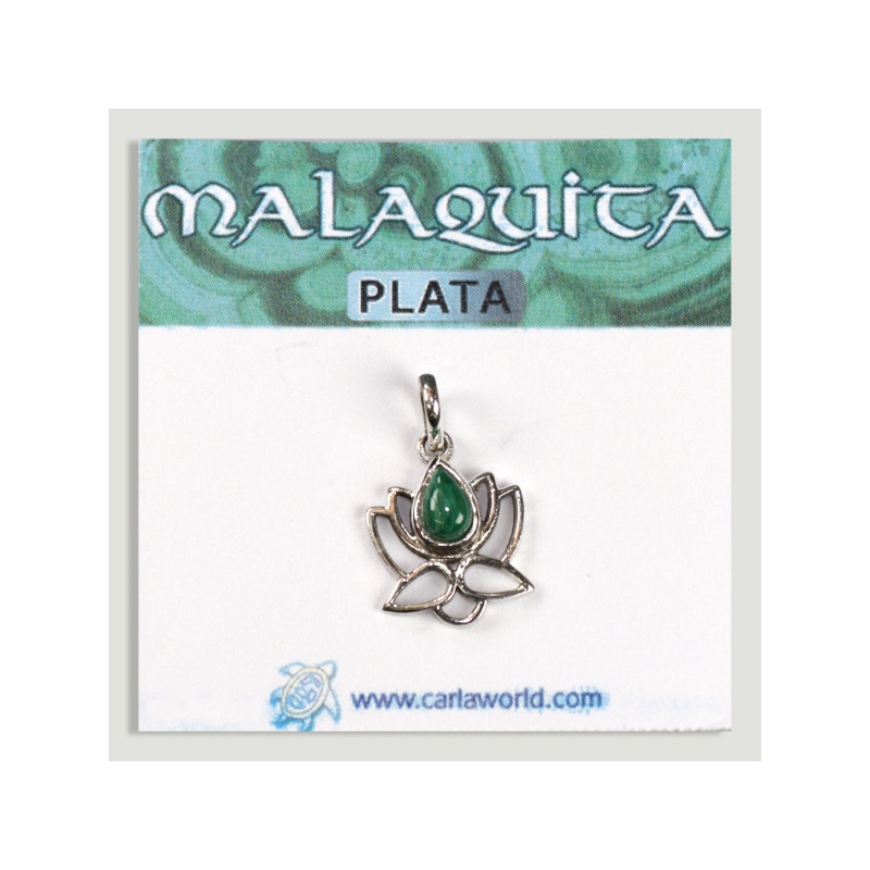 Silver Malachite cabochon lotus flower pendant Silver Malachite cabochon lotus flower pendant