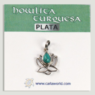 Pendentif Turquenite Cabochon Fleur de Lotus Argent