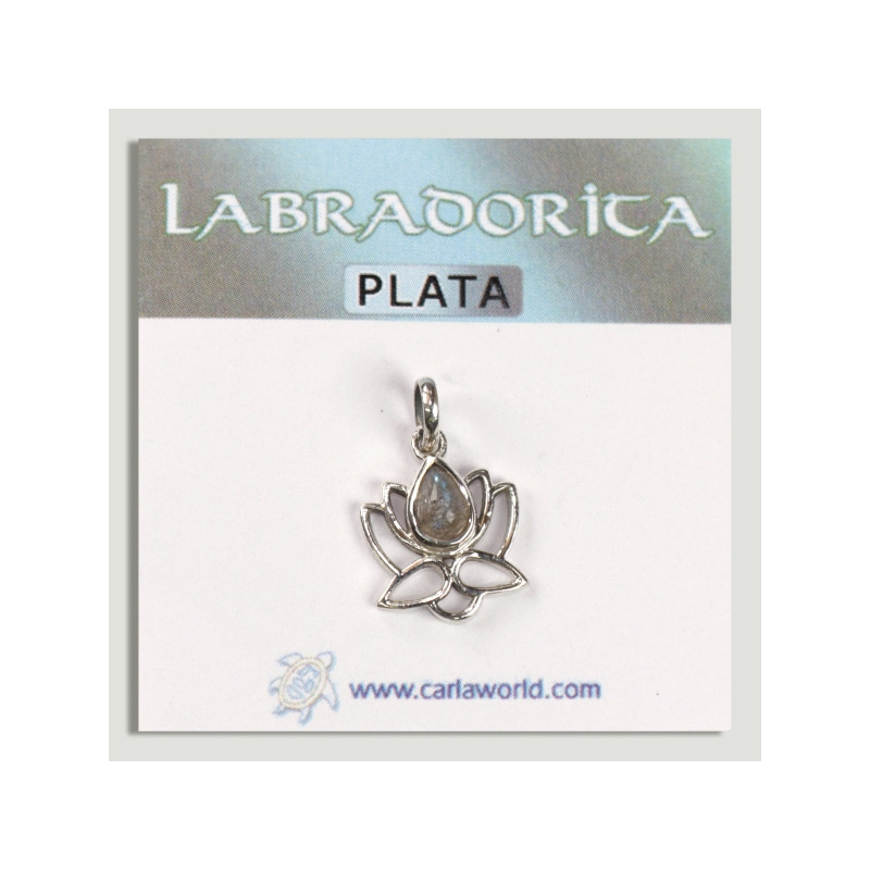 Silver Labradorite cabochon lotus flower pendant Silver Labradorite cabochon lotus flower pendant