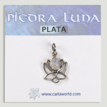Silver Moonstone Cabochon Lotus Flower Pendant