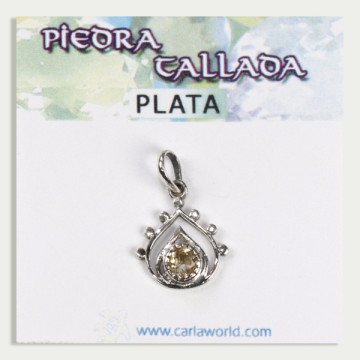 Pendentif larme en argent avec petit cabochon Citrine facetté