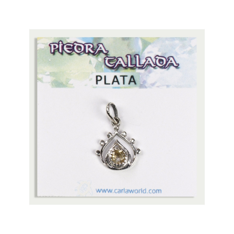 Silver teardrop pendant with small faceted Citrine cabochon Silver teardrop pendant with small faceted Citrine cabochon