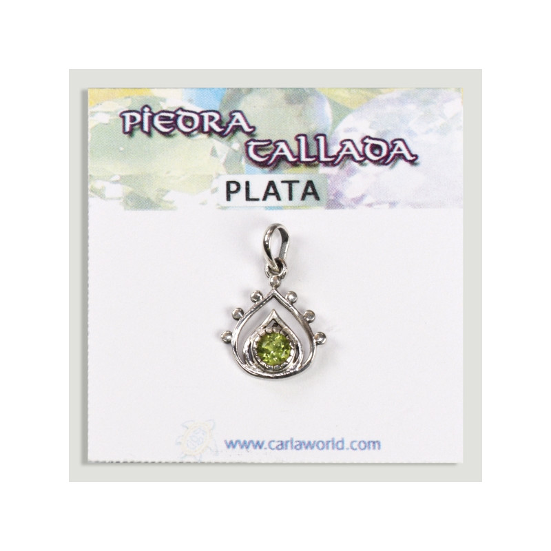 Pendentif goutte d'eau en argent avec petit cabochon Péridot facetté Pendentif goutte d'eau en argent avec petit cabochon Péridot facetté