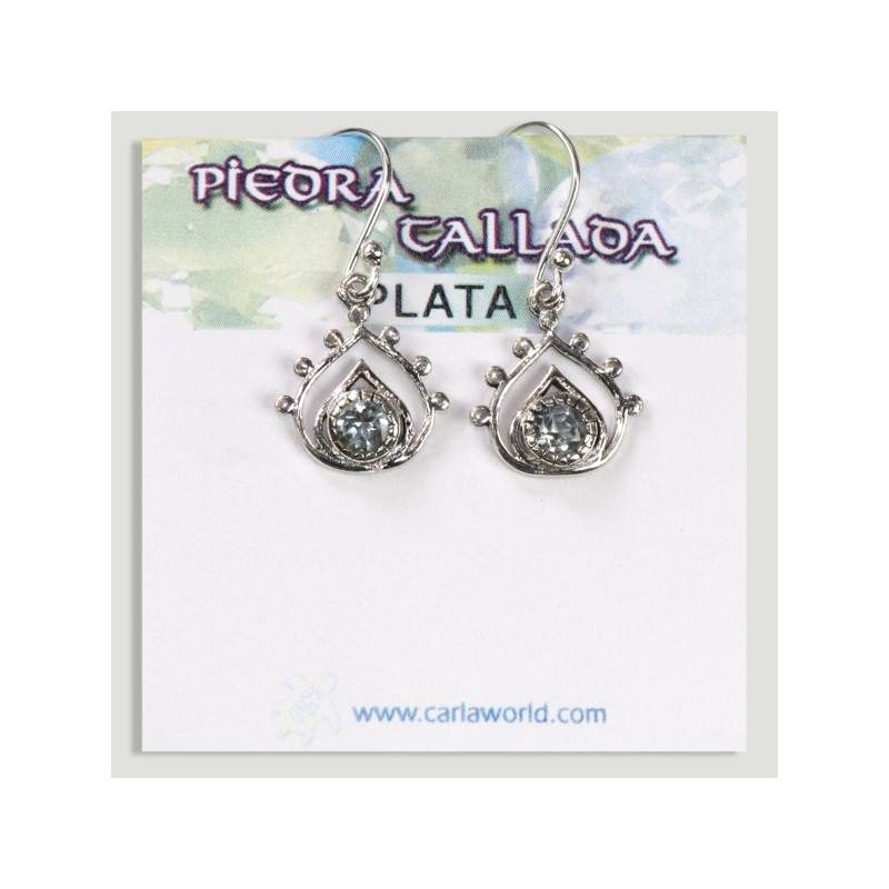 Pendientes Plata lagrima cabujón Topacio azul facetado Pendientes Plata lagrima cabujón Topacio azul facetado