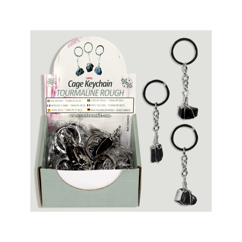 Cage Keychain Display - Raw Tourmaline Cage Keychain Display - Raw Tourmaline