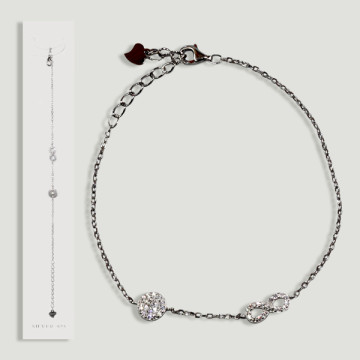 Bracelet chaîne en argent avec cercle infini et zircon