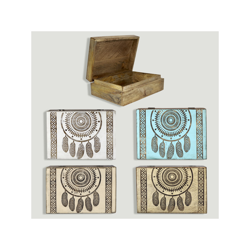 Wooden box. Dreamcatcher assorted colors. 25x18x8cm. Wooden box. Dreamcatcher assorted colors. 25x18x8cm.