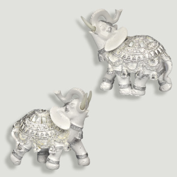 White resin elephant 12x5x12cm
