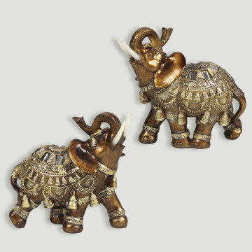 Golden resin elephant 12x5x12cm