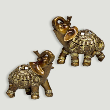 Golden resin elephant 9x4x9cm