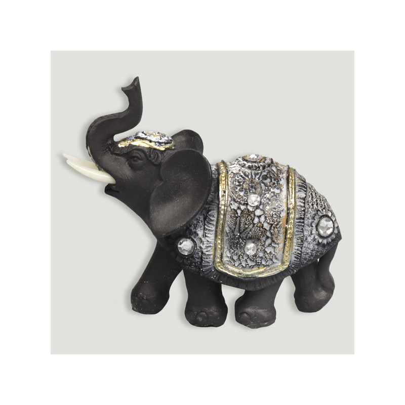 Elefante resina negro/gris 10,5x10,5cm Elefante resina negro/gris 10,5x10,5cm
