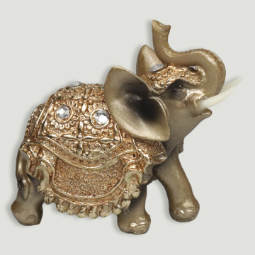 Golden resin elephant 10.5x10.5cm