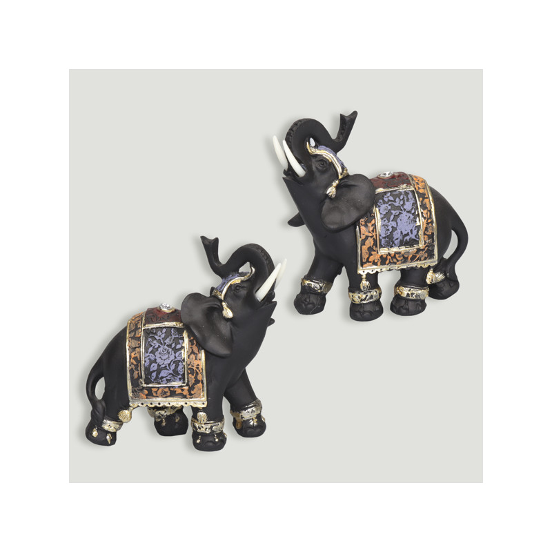 Elefante resina preto + cores 9,5x11cm Elefante resina preto + cores 9,5x11cm