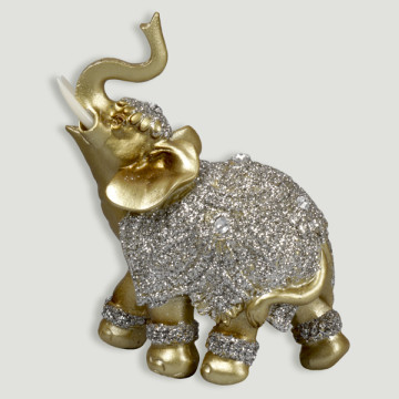 Elefante de carne dourada + glitter 11x13,5cm