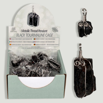 TURMALINA NEGRA. Mineral cage pendant.