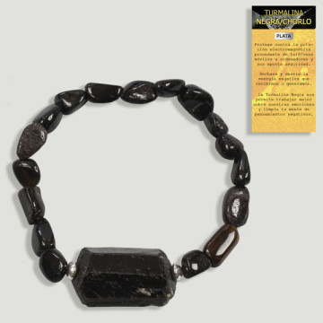 Pulsera plata Turmalina negra hombre