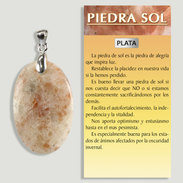 Pendentif Argent Forme Libre Pierre de Soleil