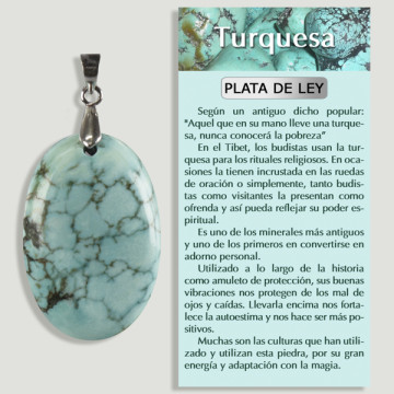 Turquoise silver pendant reconstit free form