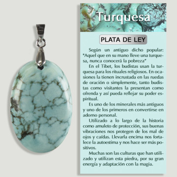 Pendentif argent turquoise reconstitué forme libre