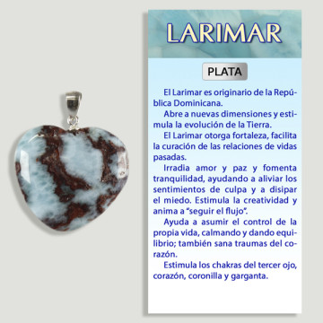 Pendentif coeur Larimar en argent