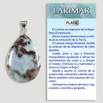 Pingente lágrima Larimar em prata