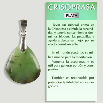 Freeform Green Chrysoprase Silver Pendant