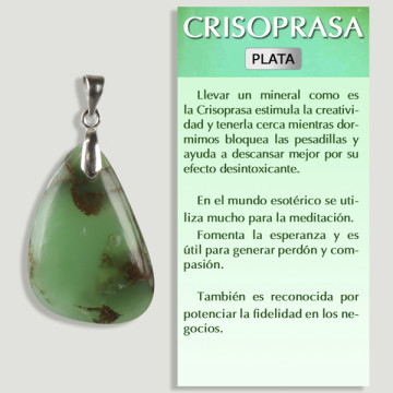 Pendentif en argent chrysoprase verte de forme libre