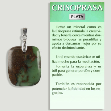 Pendentif en argent chrysoprase verte de forme libre