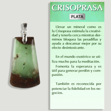 Pendentif en argent chrysoprase verte de forme libre