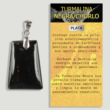 Colgante Plata Turmalina negra cabujón pulido forma libre 