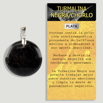 Colgante Plata Turmalina negra cabujón pulido forma libre