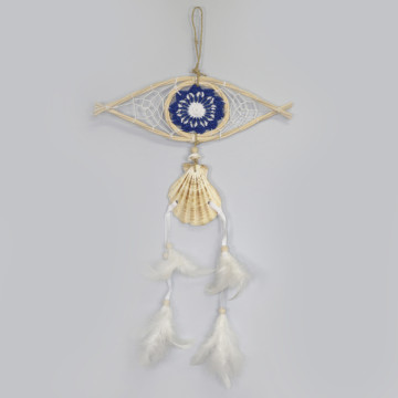 Móvil Dreamcatcher ojo 9cm + concha + pluma 30x45cm