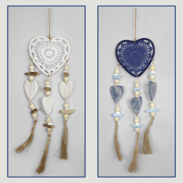 Dreamcatcher macrame Heart 17cm + 3 wooden hearts 17x55cm