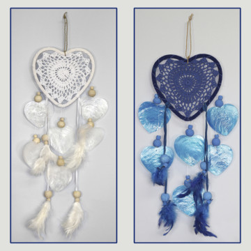 Dreamcatcher macrame Heart 17cm + capiz hearts 17x45cm