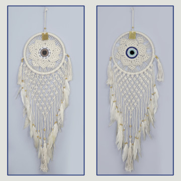 Macrame flower dream catcher with rope 26x85cm