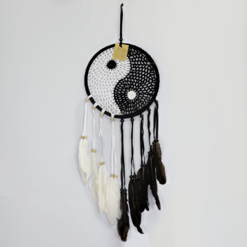 Attrape-rêves YinYang macramé 22cm 22x55cm