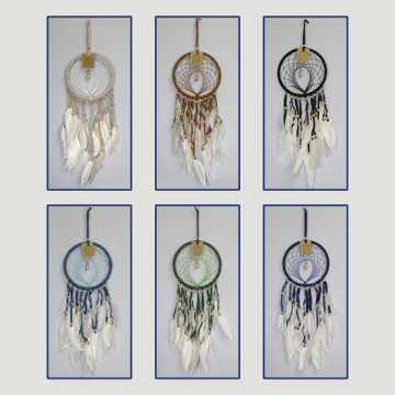 Spider web dream catcher with shell 16cm assorted colors