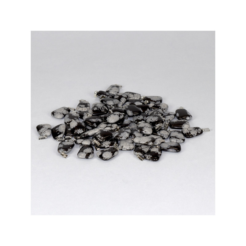 REPLACEMENT Silverplated Pendant Flat Rolled Snowy Obsidian REPLACEMENT Silverplated Pendant Flat Rolled Snowy Obsidian
