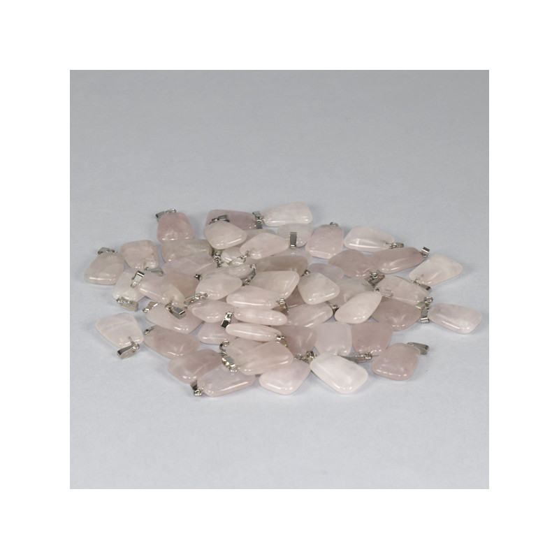 REPOSICIÓN Colgante Silverplated Rodado plano Cuarzo rosa REPOSICIÓN Colgante Silverplated Rodado plano Cuarzo rosa