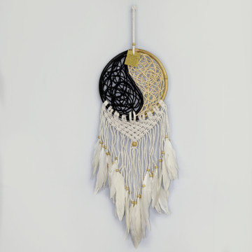 Macrame dreamcatcher plus wicker YinYang 21x60cm