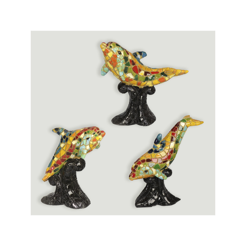 Figura em resina de mosaico, cores Golfinho. 10cm Figura em resina de mosaico, cores Golfinho. 10cm