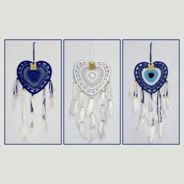 Macrame dreamcatcher heart 22cm 22x50cm