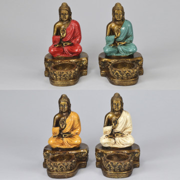 Buddha candle holder 9x12x15cm assorted color