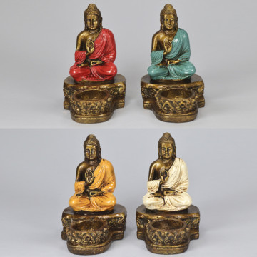 Bougeoir Bouddha 9x12x15cm couleur assortie