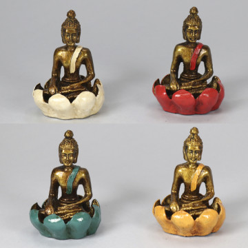 Bouddha res en fleur 6,5x9cm couleur assortie