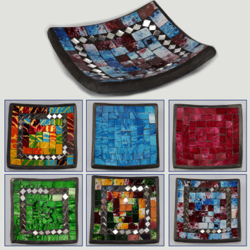 Square mosaic terracotta bowl 12cm assorted color