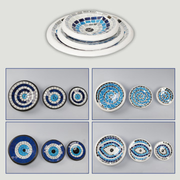 Set 3/terracotta bowl +mosaic O  Eye/Spiral assorted color