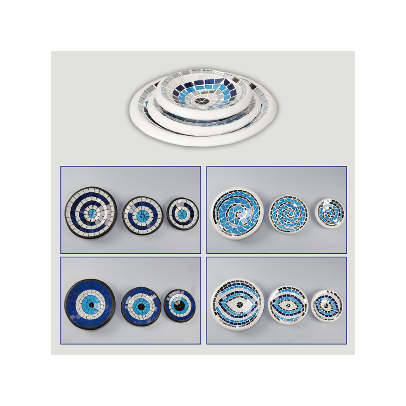 Set 3/terracotta bowl +mosaic O Eye/Spiral assorted color Set 3/terracotta bowl +mosaic O Eye/Spiral assorted color